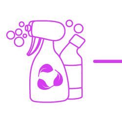 Icono de productos de limpieza, incluyendo un aerosol y detergente, resaltando en un lujoso motel con jacuzzi en Bucaramanga.