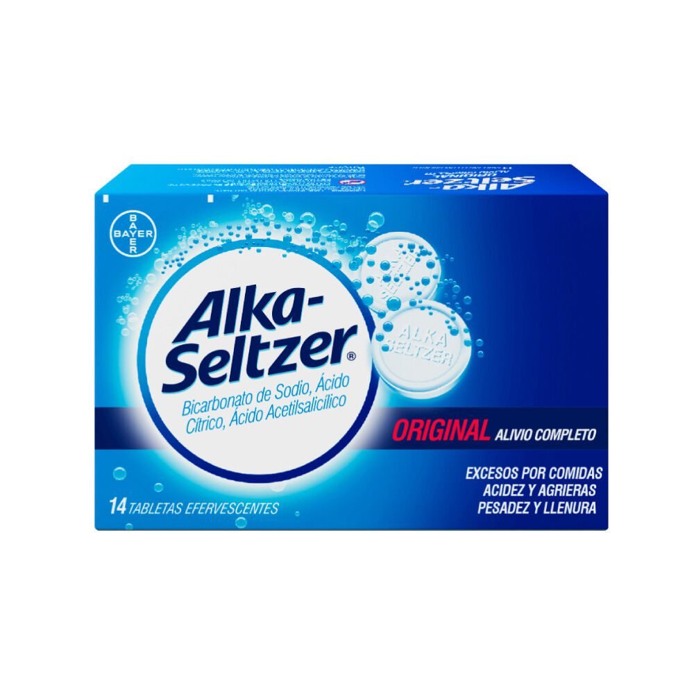 Una caja de Alka-Seltzer para aliviar la acidez estomacal, disponible en el motel con jacuzzi en Bucaramanga.