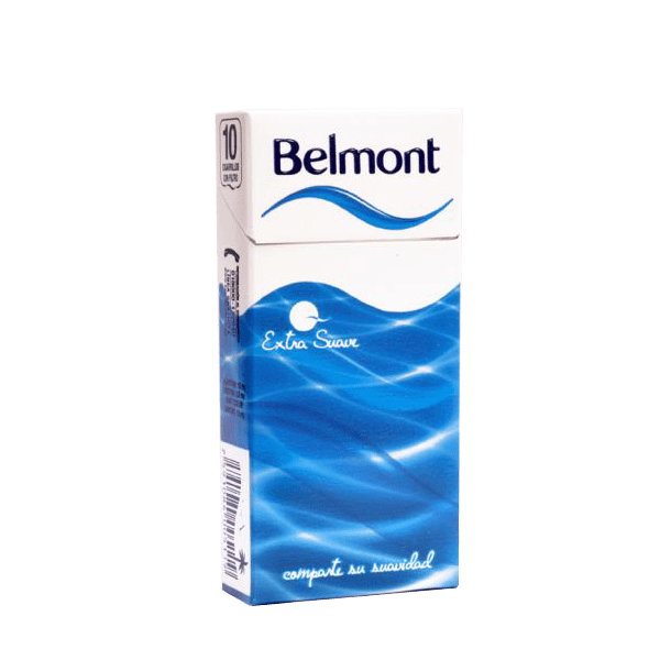 Paquete de cigarrillos Belmont Extra Suave, un compañero para momentos de tranquilidad en un motel lleno de jacuzzi.
