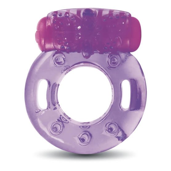 Un anillo vibrador Sen Íntimo morado, hecho de silicona con superficie texturizada. Perfecto para estancias en un Motel en Bucaramanga.